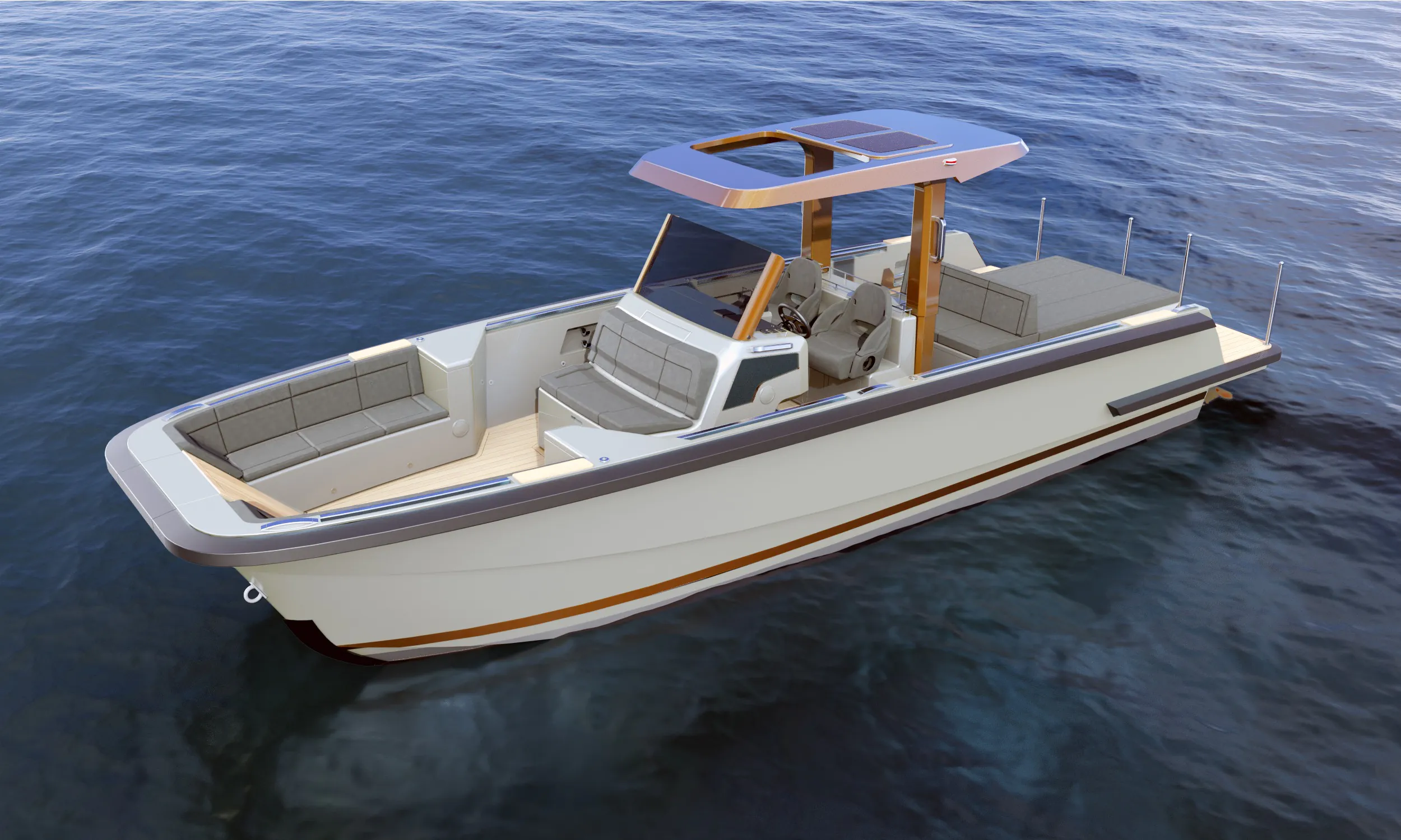 render vista lateral barco