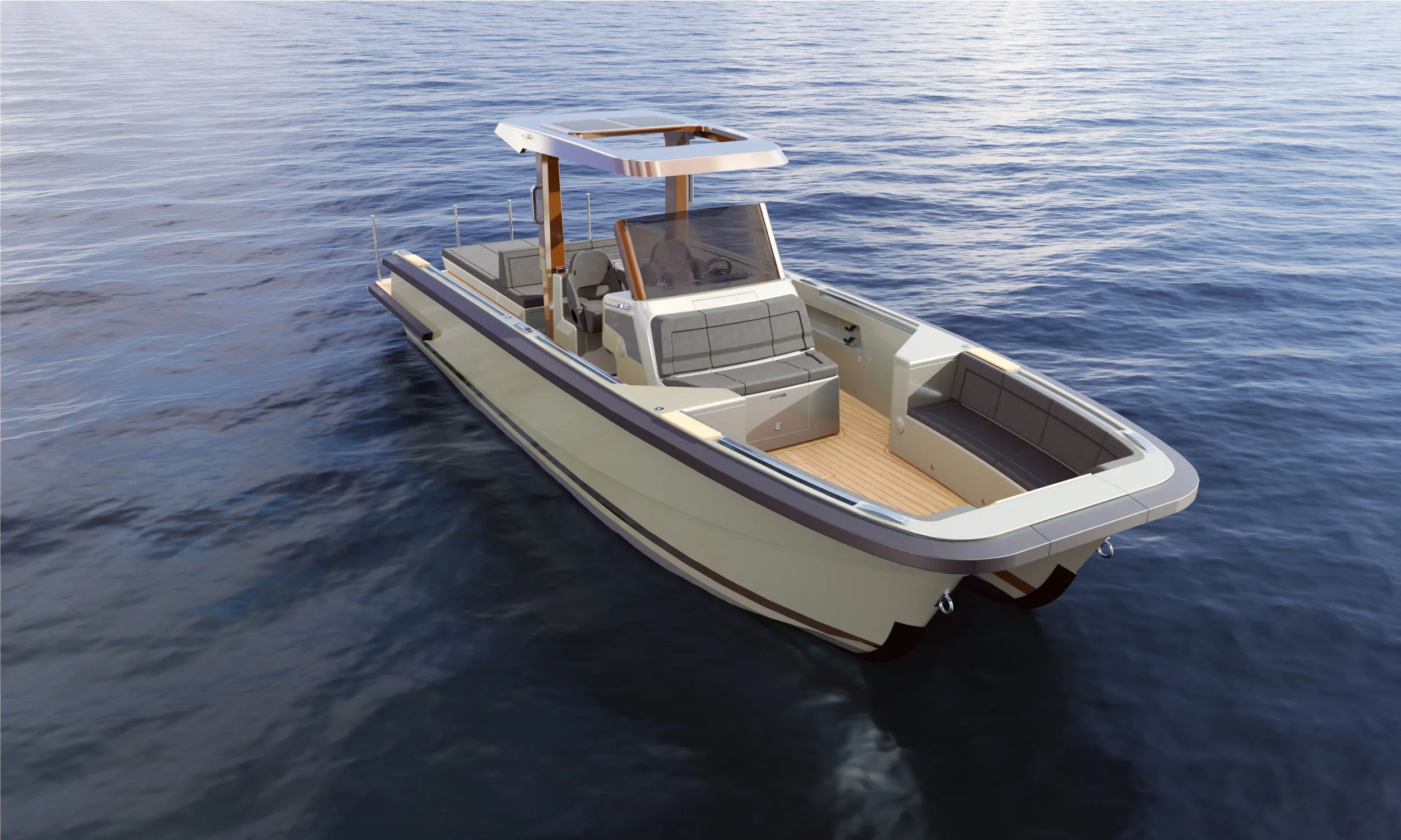 render barco en el mar