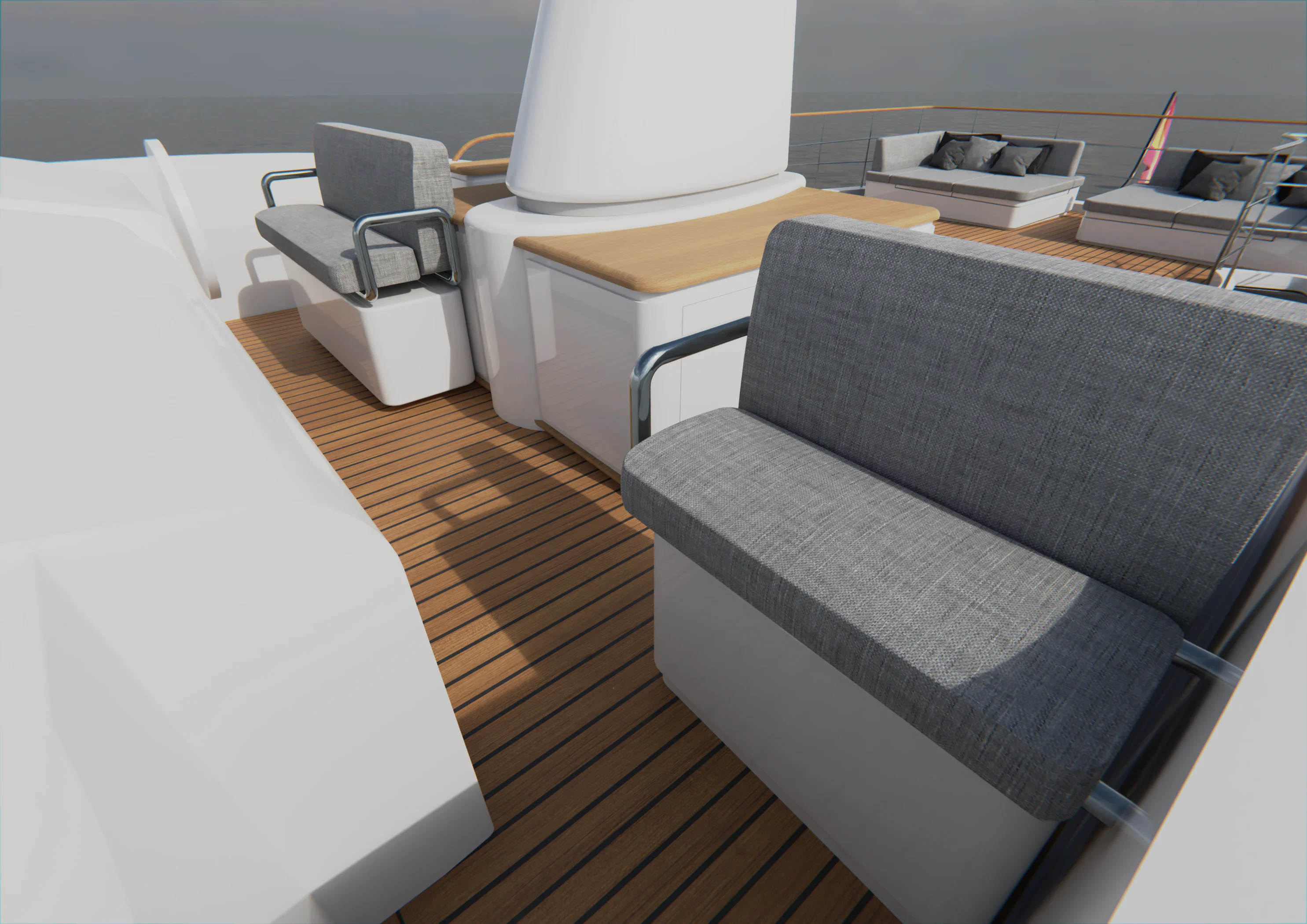 render detalle tapicería embarcación