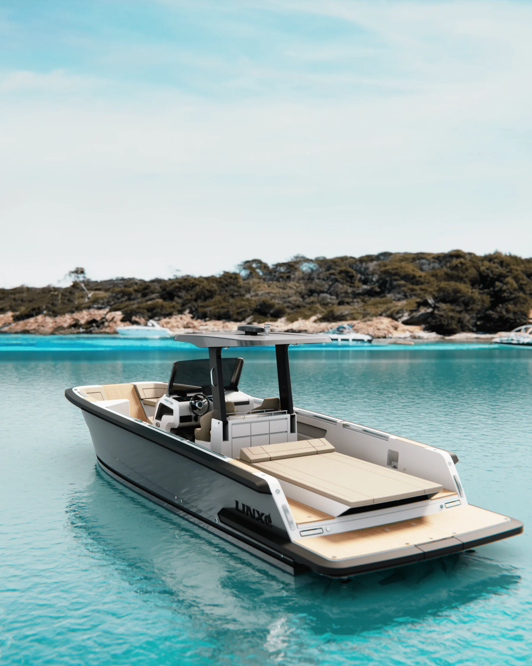 render embarcación fondeada